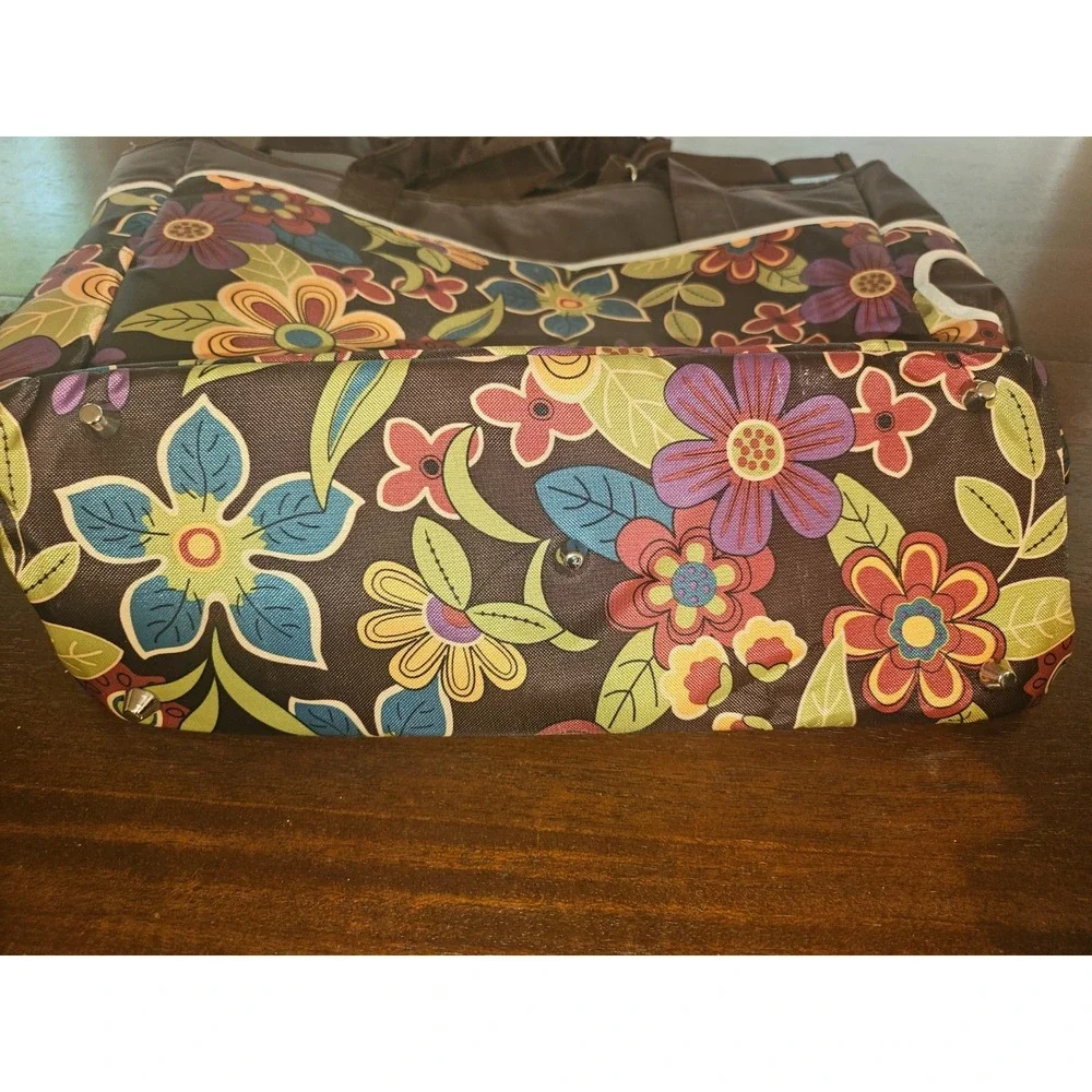 Longaberger Sisters Bliss‎ Baby Diaper Bag w Changing Pad Brown Floral Shower